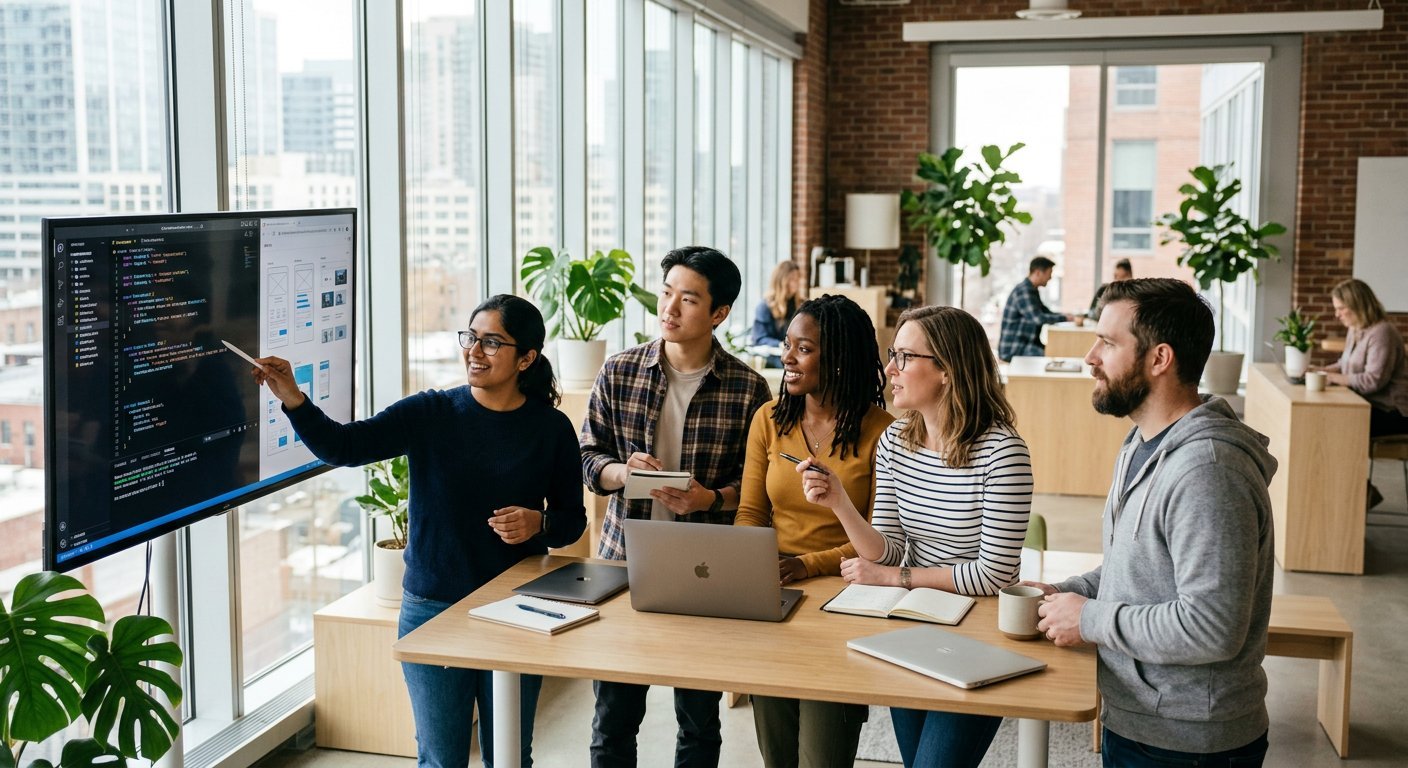 Nexora team collaborating in the office